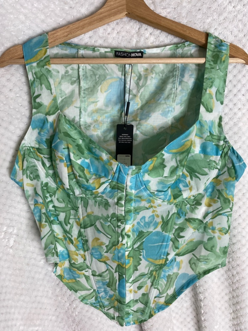 Fashion Nova Tropical feels Green Blue Yellow Floral Corset  Top